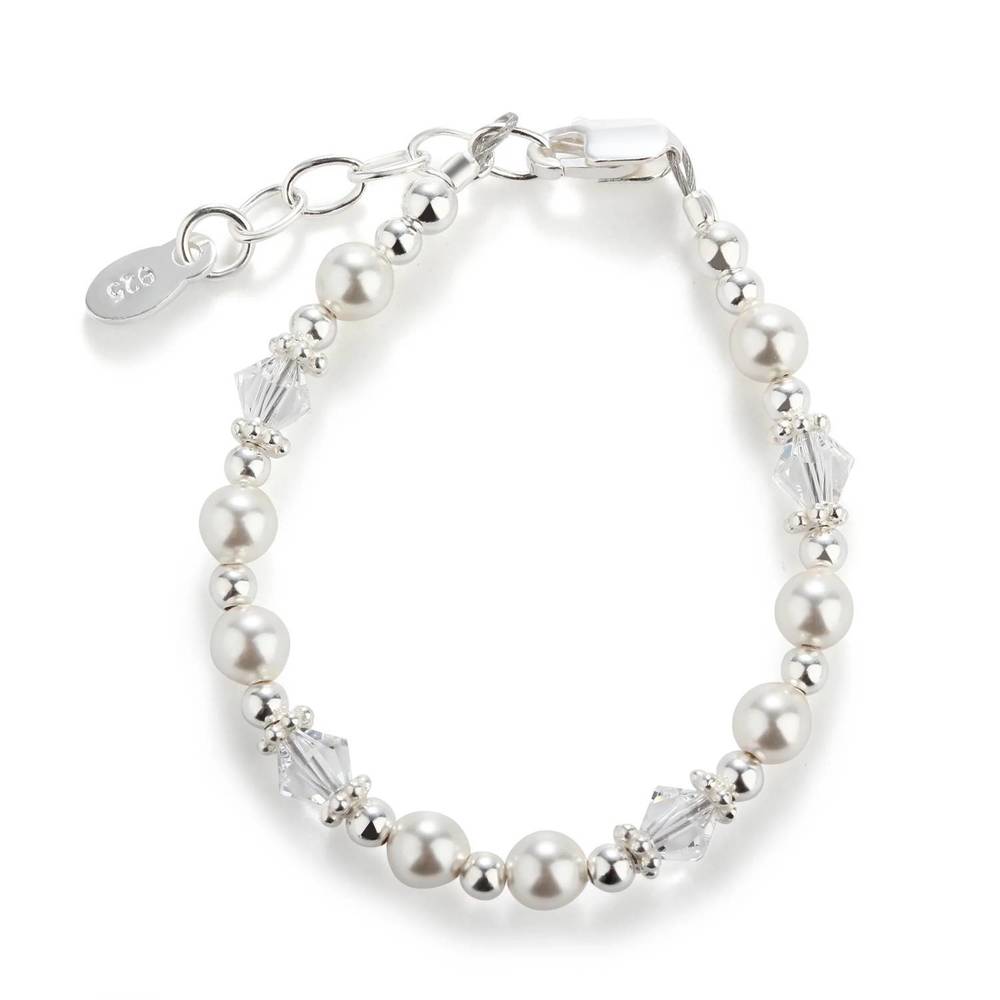 NEW CHERISHED MOMENTS baby girls hope pearl and sterling silver bracelet in whit